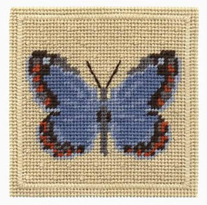 Common Blue Butterfly Tapestry Kit, Mini Needlepoint, One Off Needlework