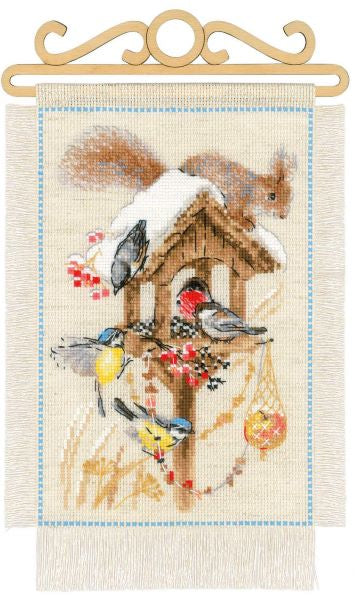 Cottage Garden Winter Cross Stitch Kit Banner, Riolis R1751