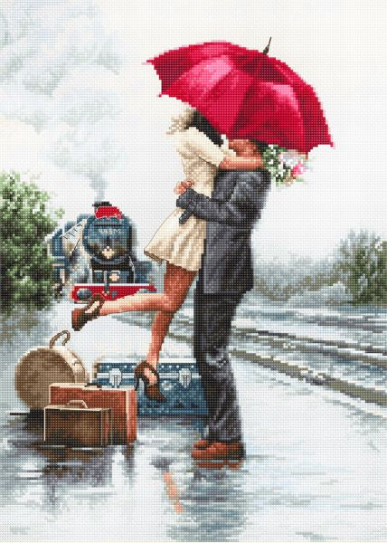 Couple on the Train Station Cross Stitch Kit, Luca-s B2369