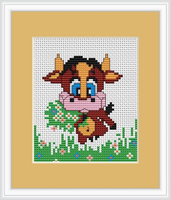 Baby Cow Cross Stitch Kit Mini, Riolis B047