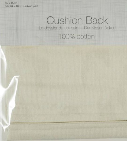 Cream Cushion Back with Zip, 45 x 45cm - Cotton Trimmings
