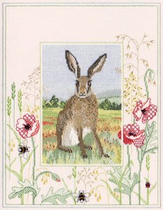 Hare Cross Stitch Kit, Blackwork Kit, Derwentwater Designs WIL5