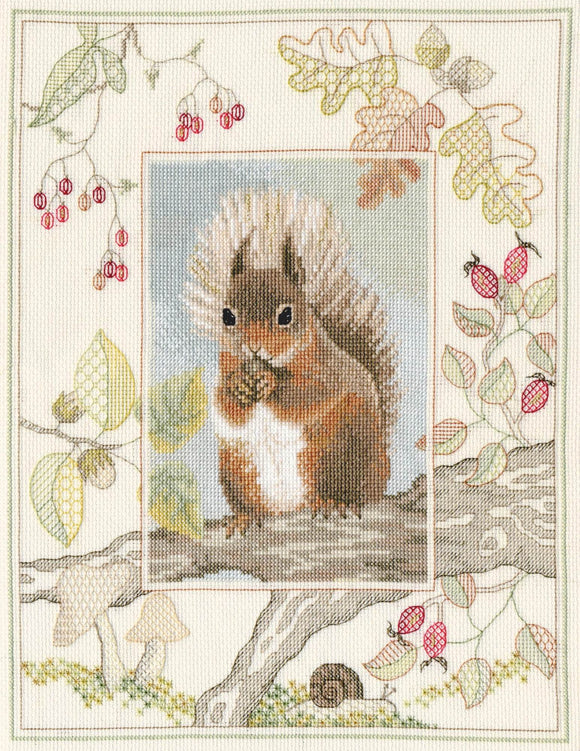 Squirrel Cross Stitch Kit Creative Blackwork Derwentwater Designs WIL4
