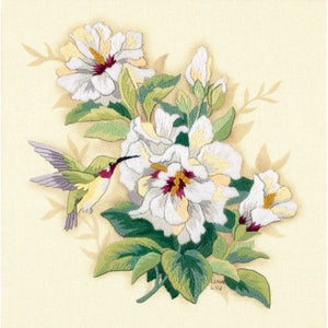 Hibiscus Hummingbird Crewel Embroidery Kit, Dimensions D01544