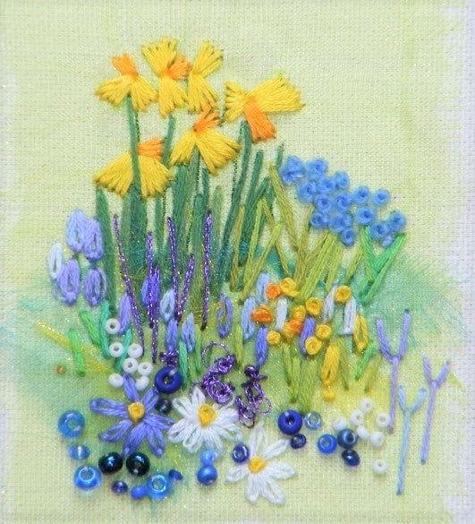 Embroidery Kit Crocus and Daffodils, Rowandean Embroidery