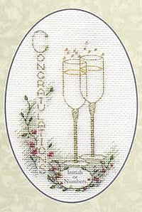 Champagne Flutes Greeting Card, Counted Cross Stitch Kit CDG03