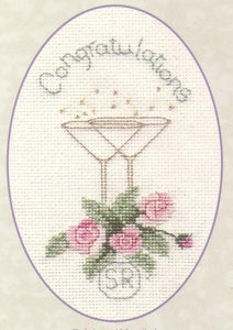 Champagne Roses Greeting Card Cross Stitch Kit CDG12