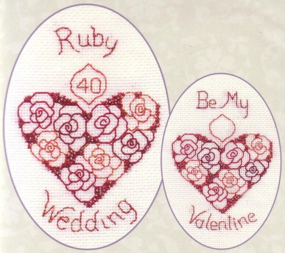 Ruby Wedding 40 Greeting Card, Valentine Cross Stitch Kit CDG15