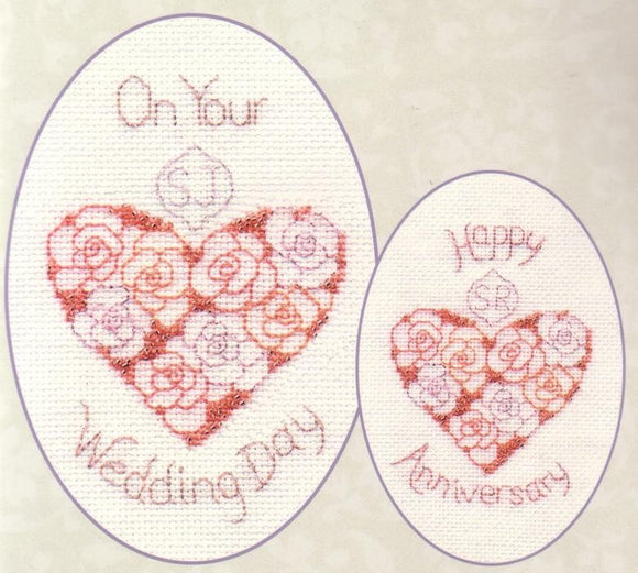 Wedding Greeting Card Cross Stitch Kit, Derwentwater Designs CDG13