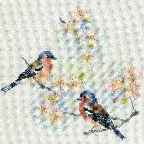 Chaffinches and Blossom, Cross Stitch Kit Derwentwater Designs BB02