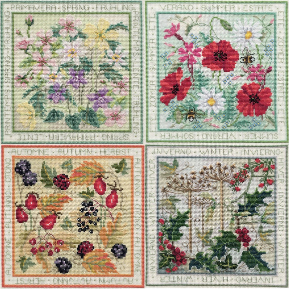 Four Seasons Cross Stitch Kits, Derwentwater Designs -SET of 4
