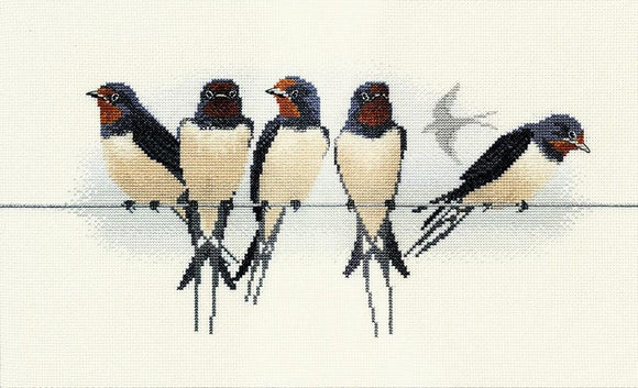 Swallows Counted Cross Stitch Kit, Derwentwater Designs