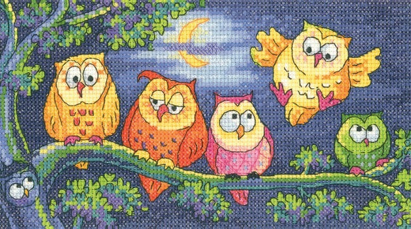 A Hoot of Owls Cross Stitch Kit, Heritage Crafts -Karen Carter
