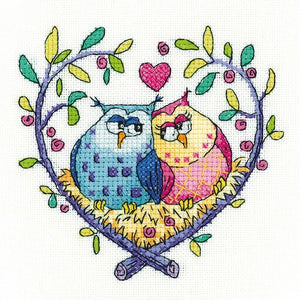 Love Owls Counted Cross Stitch Kit, Heritage Crafts -Karen Carter