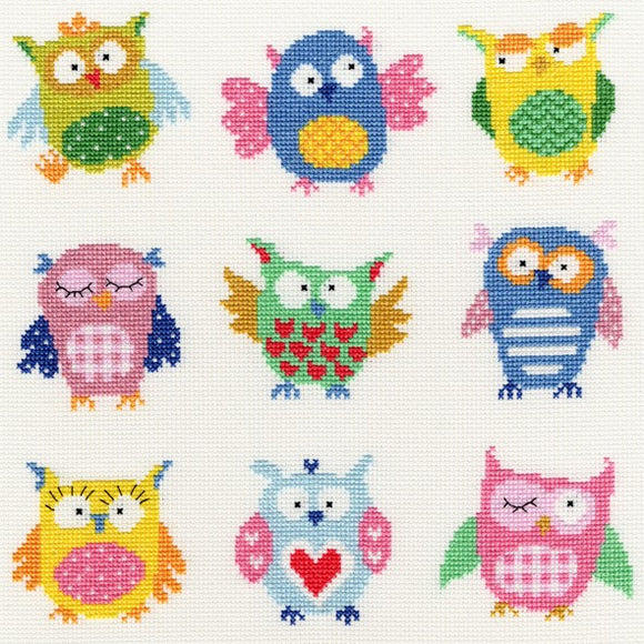 Cross Stitch Kit Slightly Dotty Owls, Counted Cross Stitch XEJ1