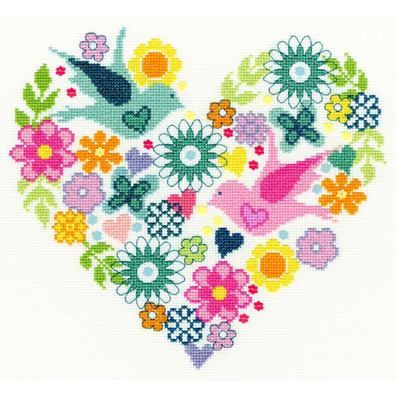 Heart Bouquet Counted Cross Stitch Kit, Bothy Threads XB1