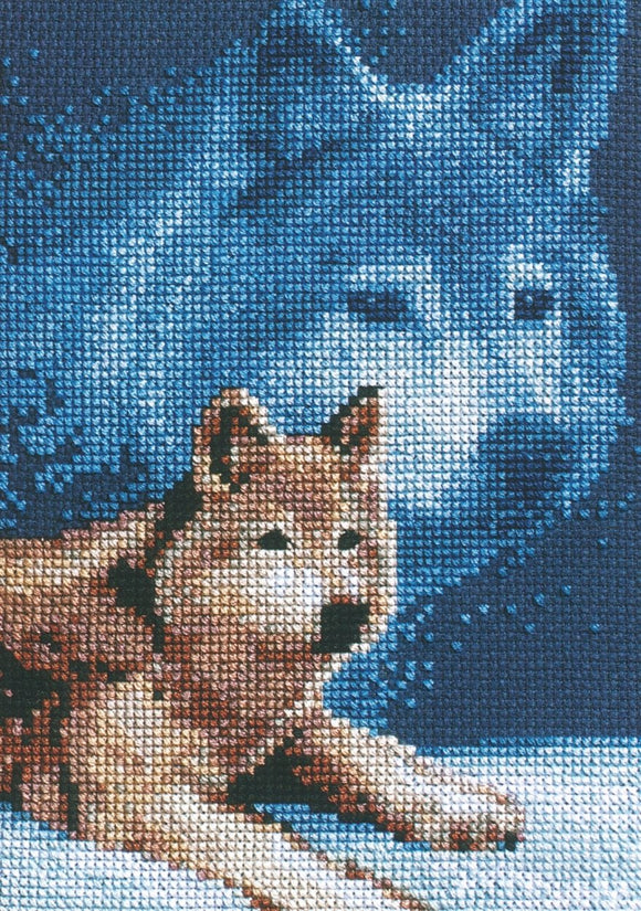 Cross Stitch Kit Night Wolf, Counted Cross Stitch Kit 013-0309
