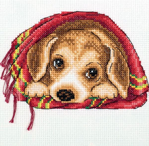 Cuddly Puppy Cross Stitch Kit, Panna Klart 8-283