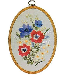 Embroidery Kit Anemones Oval, Design Perfection E701