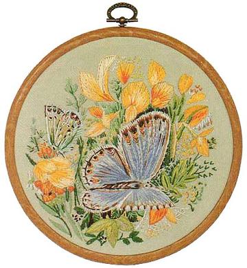 Embroidery Kit Butterfly Common Blue, Design Perfection E154