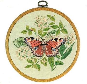 Embroidery Kit Butterfly Peacock, Design Perfection E156