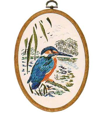 Embroidery Kit Kingfisher Oval, Design Perfection E193