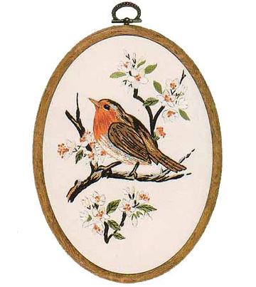 Embroidery Kit Robin Oval, Design Perfection E191