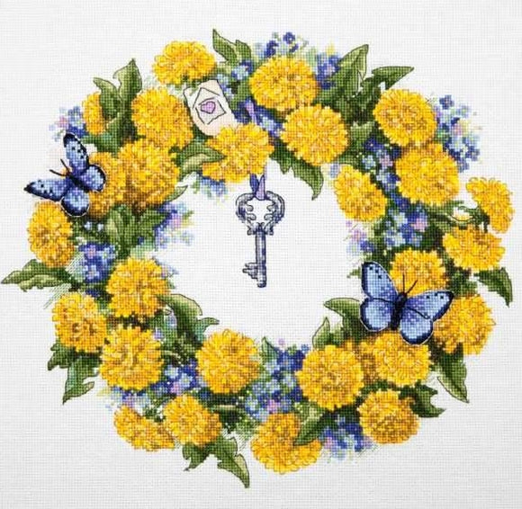 Dandelion Wreath Cross Stitch Kit, Merejka K-097