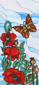 Decorative Poppies Bead Embroidery Kit, Tiffany Bead Work Embroidery VDV TN-0672