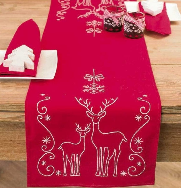 Deer Crystals Tablecloth Embroidery Kit Runner, Vervaco PN-0145591