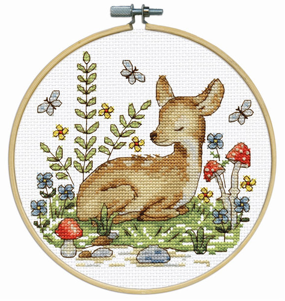 Deer Cross Stitch Kit with Hoop, Design Works 7045