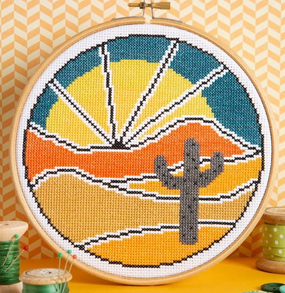 Desert Escape Cross Stitch Kit with Hoop, Hawthorn Handmade