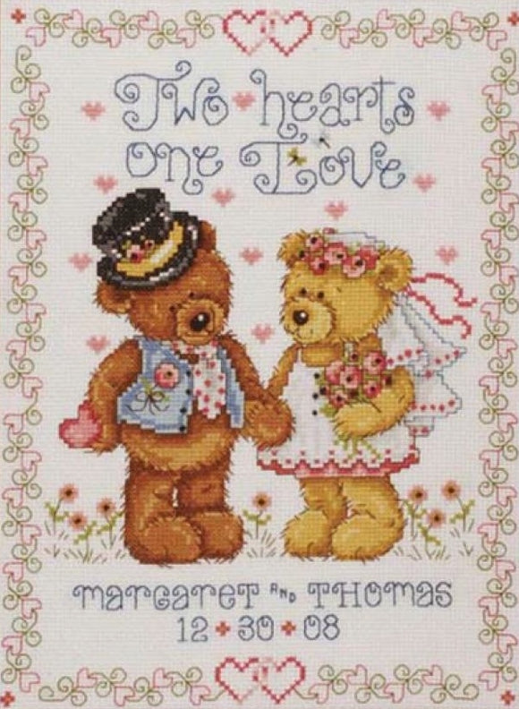 Two Hearts Wedding Sampler Counted Cross Stitch Kit, Design Works 2535
