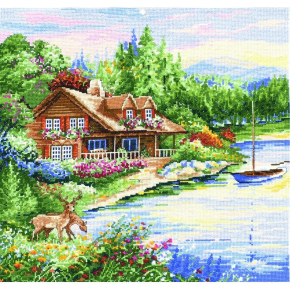 Lakeside Cottage Counted Cross Stitch Kit, Design Works 2767