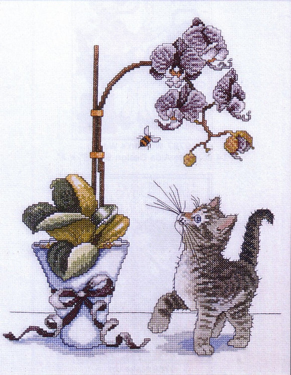 Orchid Kitty Cross Stitch Kit, Design Works 2546