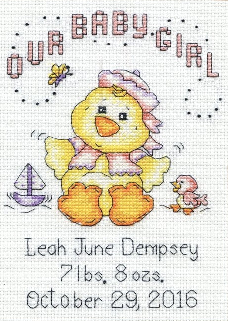 Our Baby Girl Birth Sampler, Counted Cross Stitch Kit 2896
