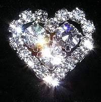 Diamante Button, Crystal Embellishment, Diamante Heart J97 -16mm