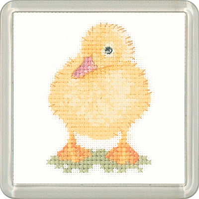 Duckling Cross Stitch Kit, Heritage Crafts -Little Friends Coaster/Mini Kit