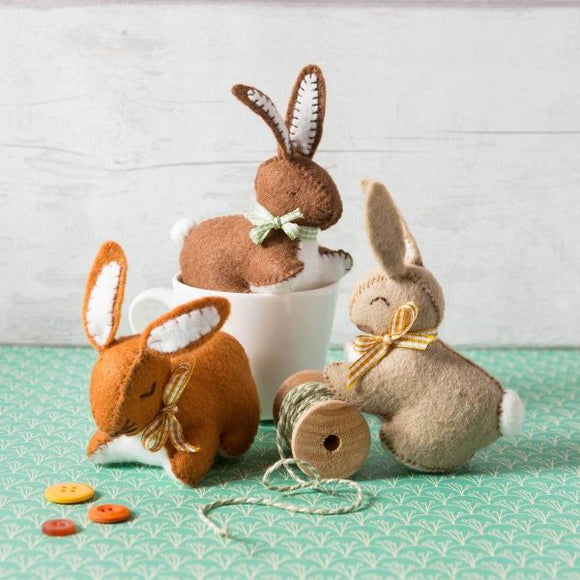 Bunnies Wool Felt Embroidery Kit, Corinne Lapierre -set of 3