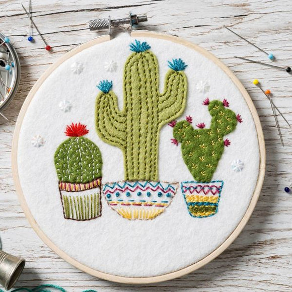 Cactus Wool Felt Embroidery Kit, with Hoop, Corinne Lapierre
