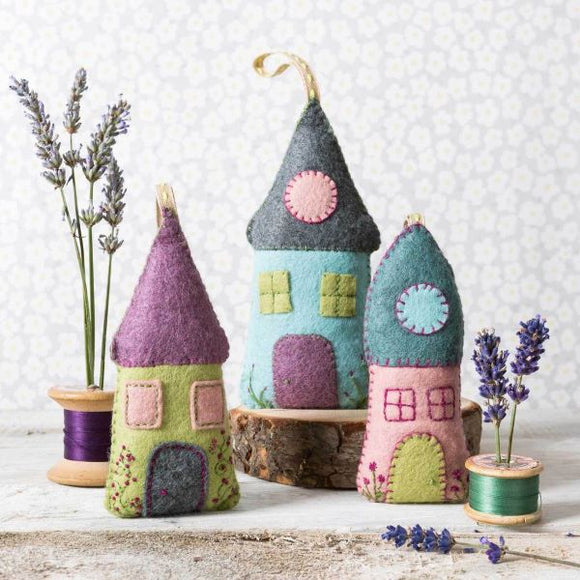 Lavender Houses Wool Felt Embroidery Kit, Corinne Lapierre -set of 3