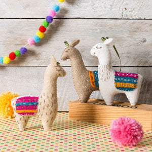 Llamas Wool Felt Embroidery Kit, Corinne Lapierre -set of 3
