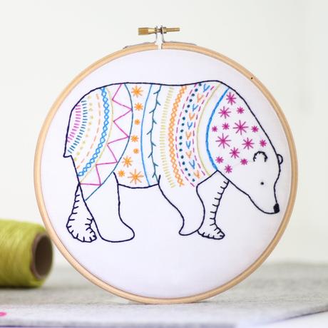 Bear Embroidery Kit with Hoop, Hawthorn Handmade