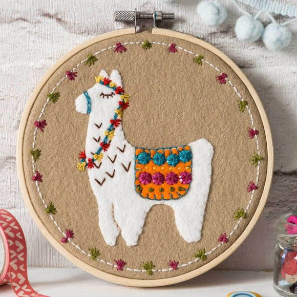 Llama Wool Felt Embroidery Kit, with Hoop, Corinne Lapierre