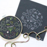 Seedhead Spray Embroidery Kit (Black) with Hoop, Hawthorn Handmade