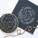 Wildwood Embroidery Kit (Black) with Hoop, Hawthorn Handmade