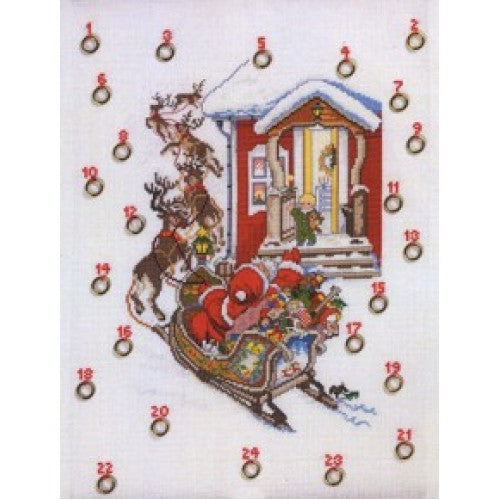 Santa's Sleigh Advent Cross Stitch Kit, Eva Rosenstand 15-029ER