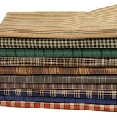 Rustic Plaid Fabrics, Cotton Country Fabric Bundle, Fat Quarters - Set of 6