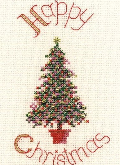 Festive Tree Cross Stitch Christmas Card Kit, Derwentwater Designs