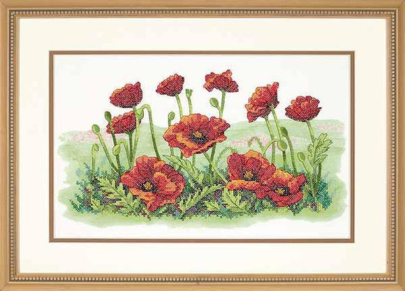 Field of Poppies PRINTED Cross Stitch Kit, Dimensions D03237